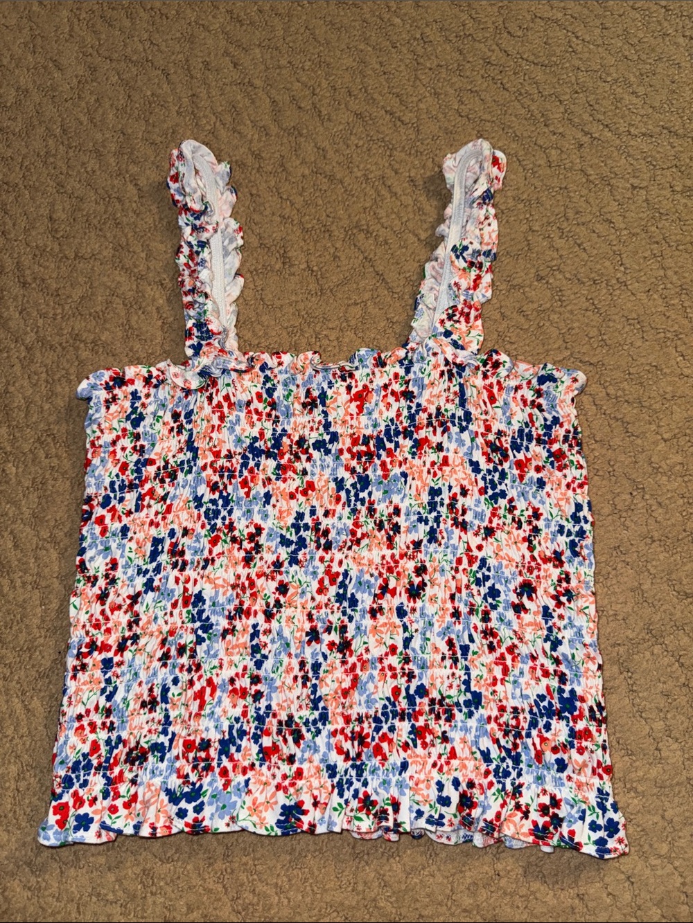 NWOT Women’s Old Navy Floral Smocked Tank Top with Ruffled Straps